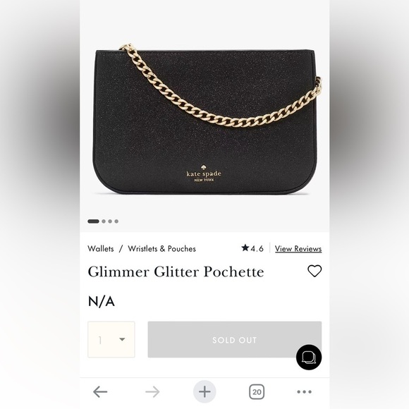Kate Spade Black Glimmer Pochette With Gold Chain New - Picture 5 of 11